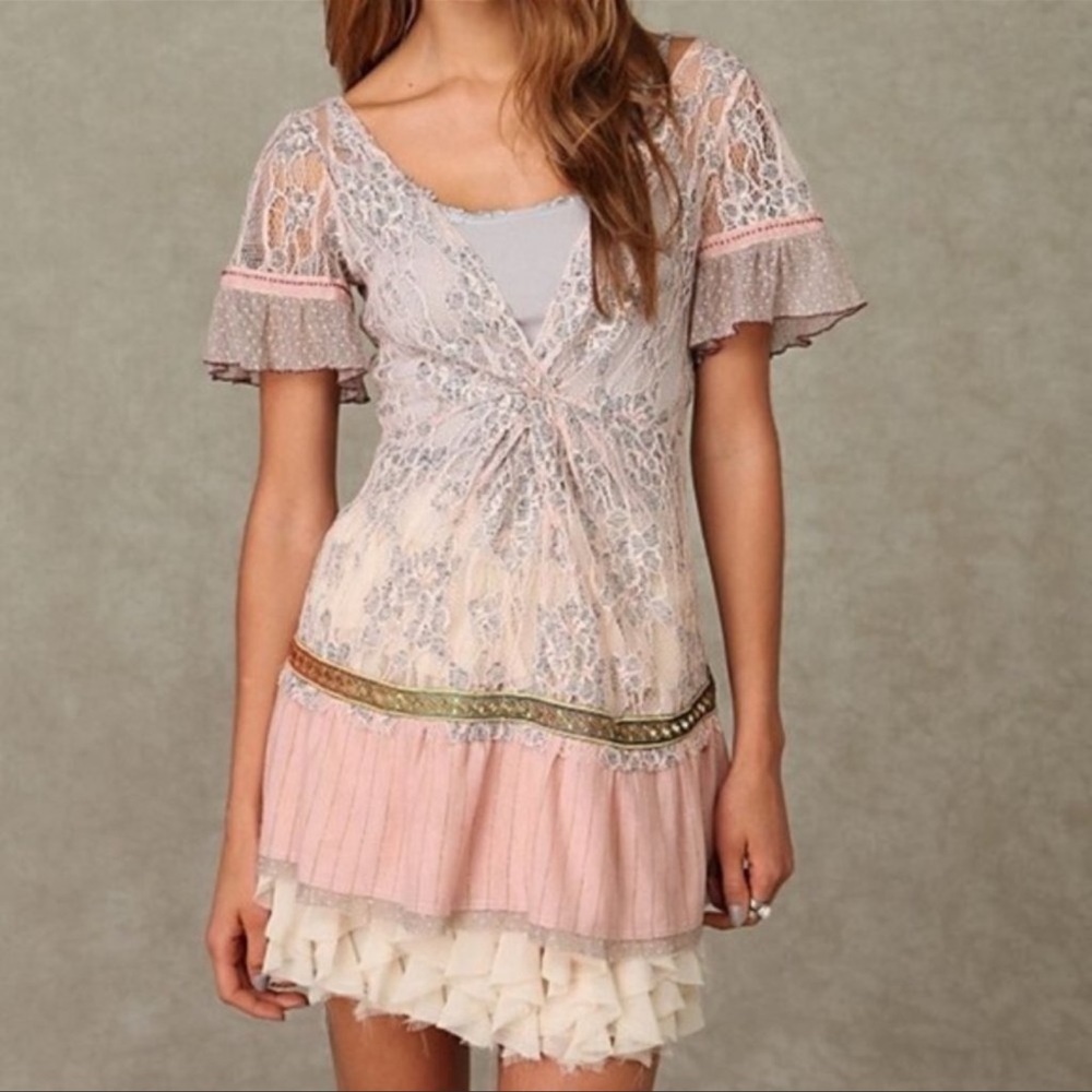 Free people bohemian lace baby doll tunic